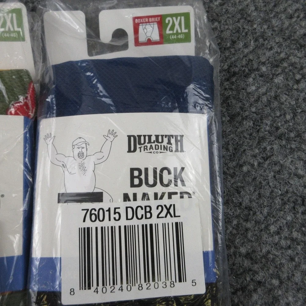 Duluth Trading Boxer Briefs Mens 2XL Multicolor Buck Naked Pattern 2 Pack NWT